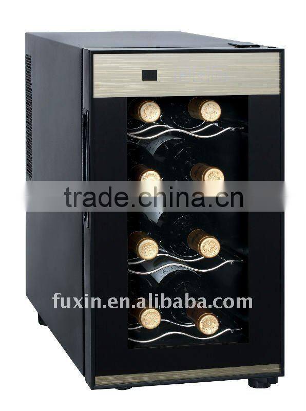 FUXIN:JC-23CFW .Bar top fridge with 8Bottles/ Mini wine chiller with Full Glass Door./wine refrigerator.