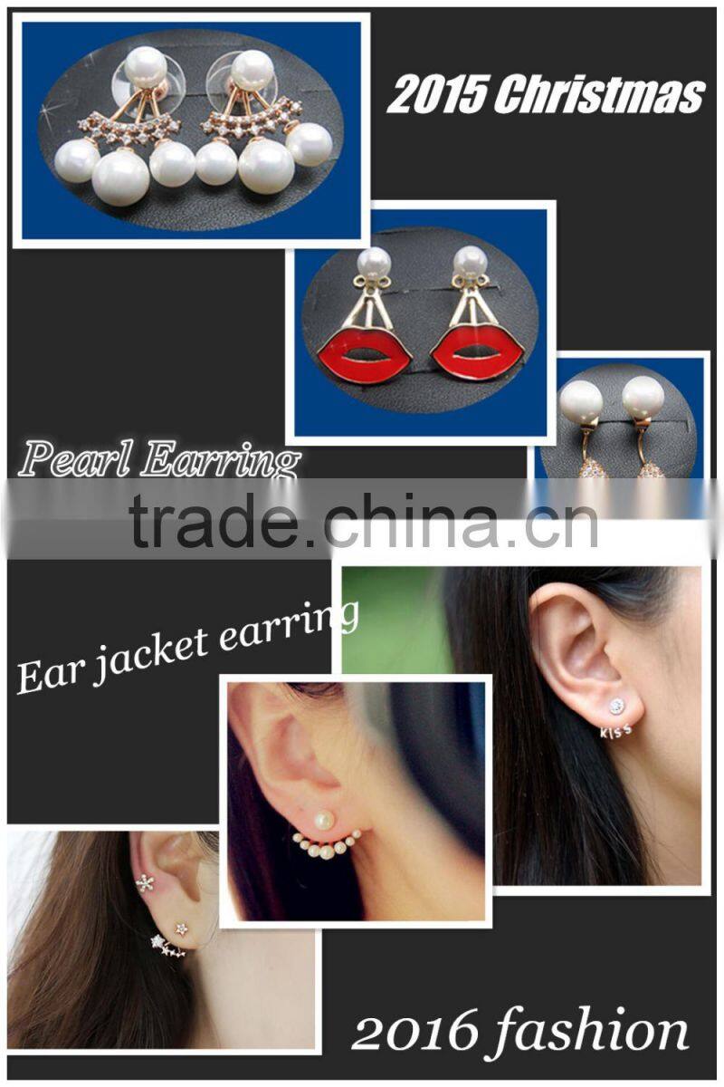 Sterling silver ear jacket and ear pins for ladies fashion ear jacket front back earrings
