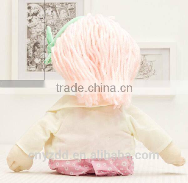 Fabric Rag Doll Smiling with Big Mouth / Plush Rag Doll 12" Sitting High