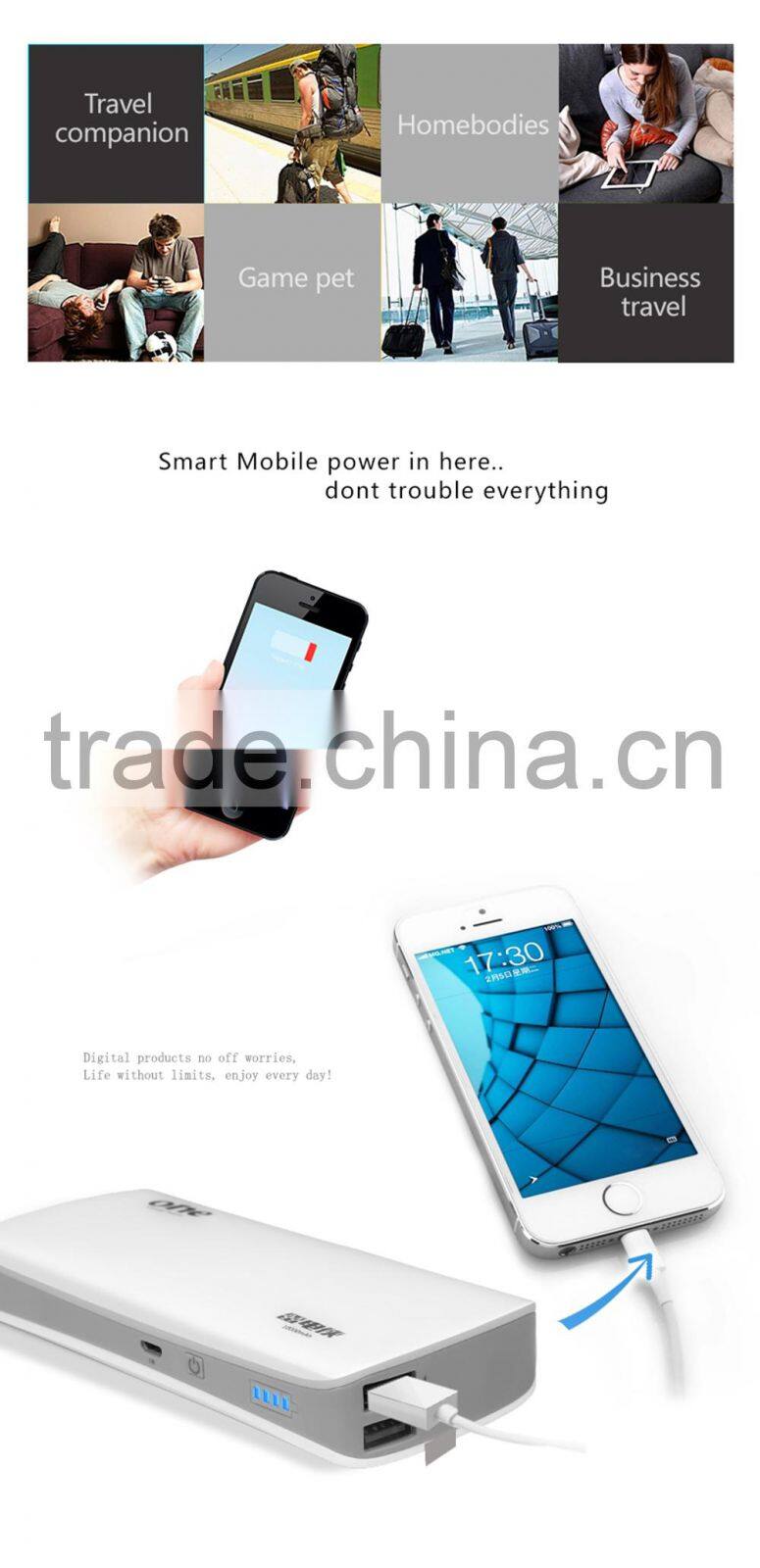 Universal 10000mah Backup External Battery Usb Power Bank Charger for Cell Phone 4s 5s