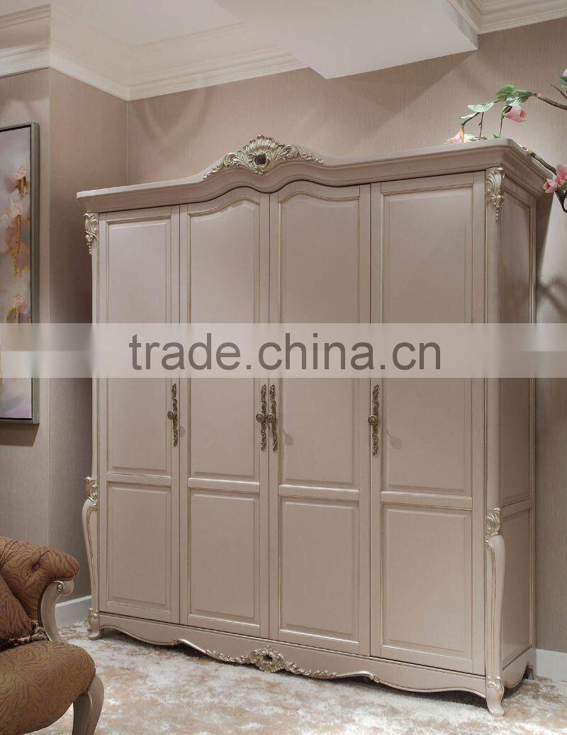 New french rococo style purple bedroom furniture set wood high back full leather bed