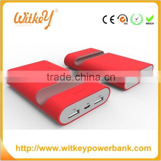 Colorful ABS Dual USB Mobile Phone Bracket Portable Power Bank, Tablet Bracket Charger