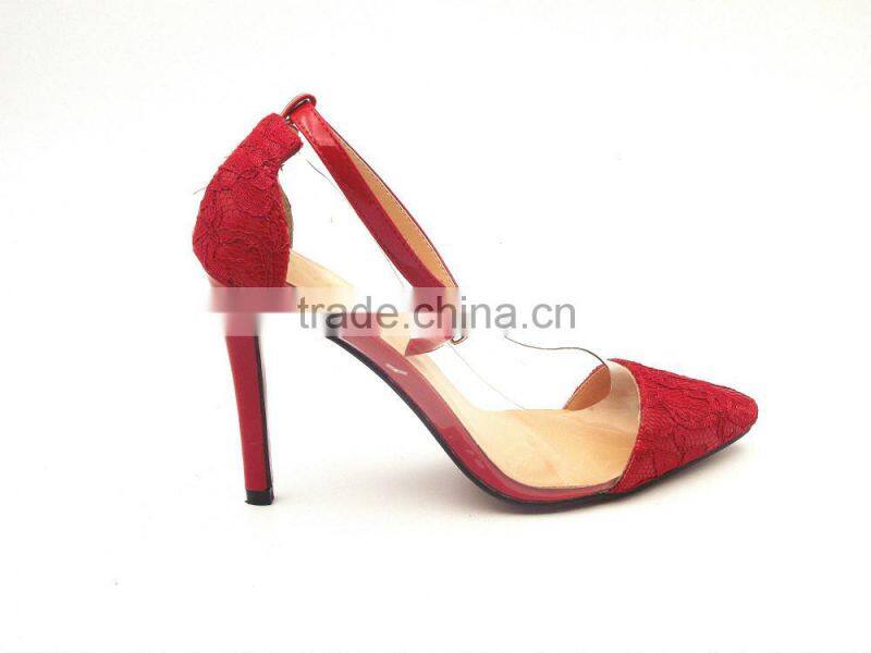 women heels pointed toe fancy lace high heels Buckle Strap elegant shoes