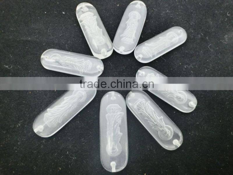 Wholesale chakra clear glass pendant with Guanyin Buddha inside excellent gift