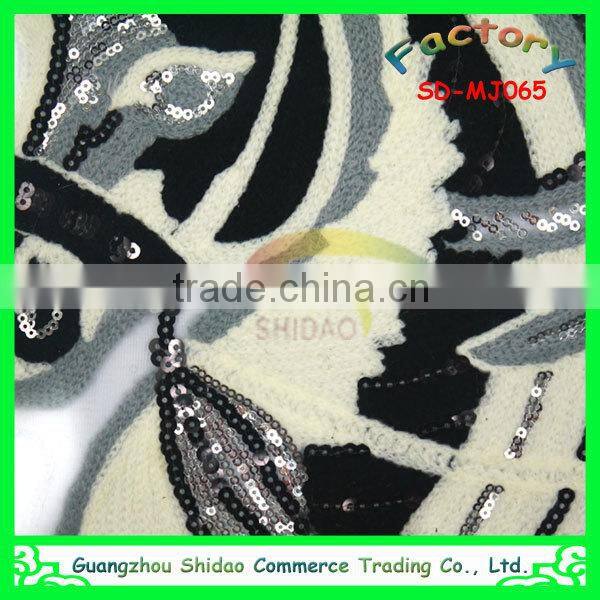 Horse head with sequin design towel chenille embroidery patch