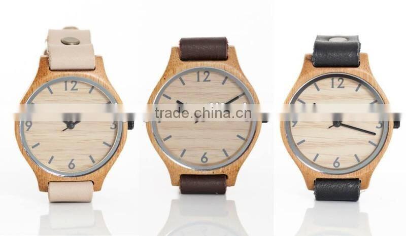 Women Bamboo Watch / Leather Band Lady Wood Watch
