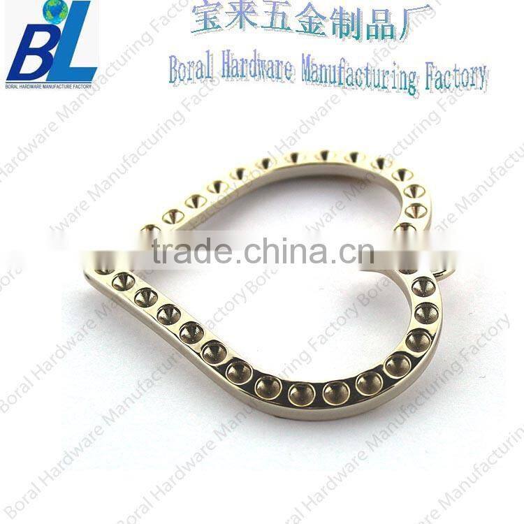 Zinc alloy heart shape zipper puller with rhinestone