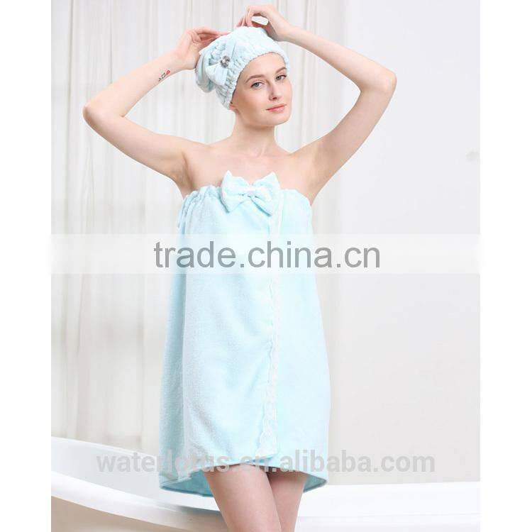 china manufacturer wholesale microfiber bathrobe and hair-drying cap set