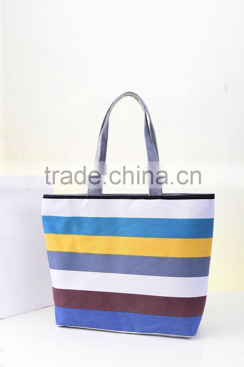 Personalized Embroidery Monogram Chevron Canvas Handbag Beach Tote