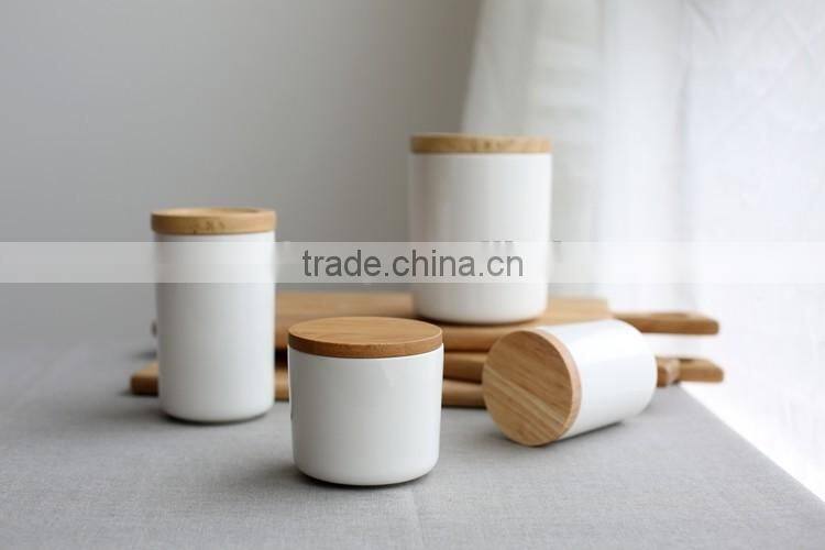 ceramic candle jar with wooden lid