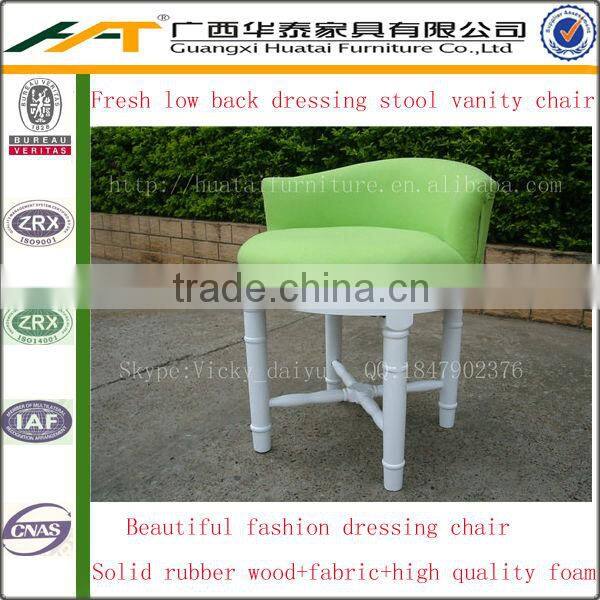 Green low back wooden dressing stool vanity chair fabric dressing chair furniture