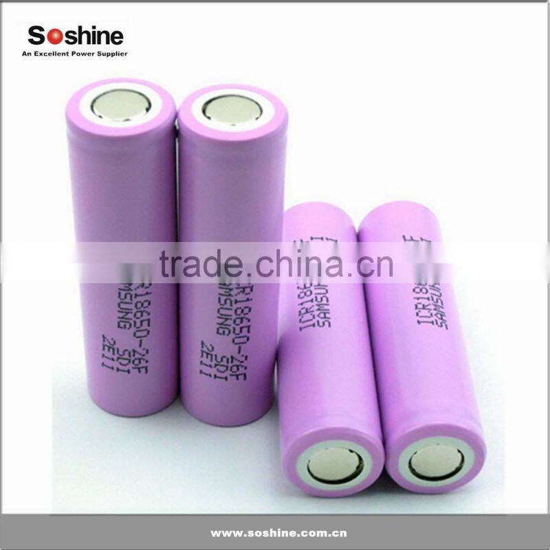 Samsung sdi battery 3.7v ICR18650-26F 18650 2600mah Samsung 18650 li-ion battery