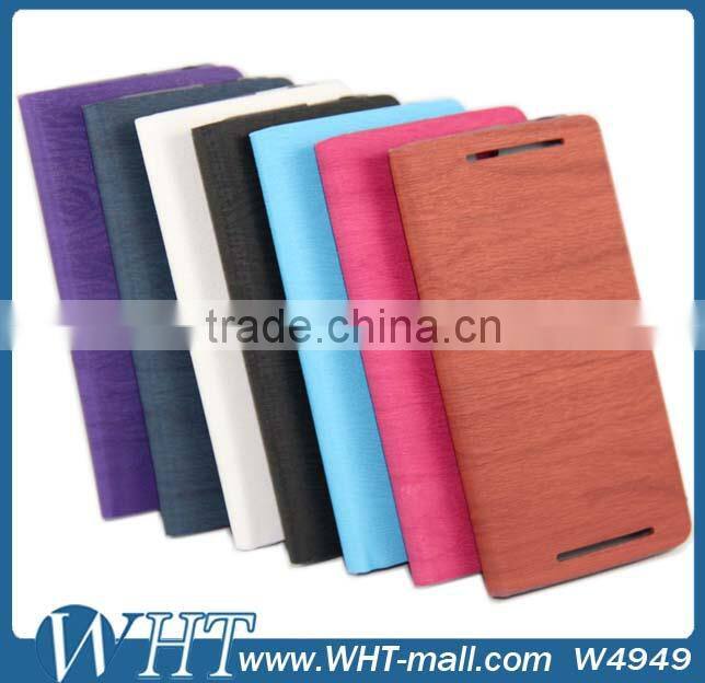 Hot Sale Wood Design Wallet Leather Case for HTC One M8, for HTC One M8 Leather Case