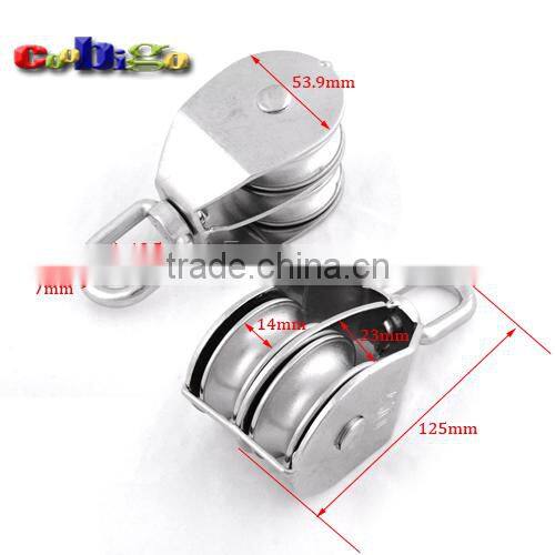 Stainless Steel 304 Double Swivel Wheel Rope Wire Sheave Pulley Lifting #FET015