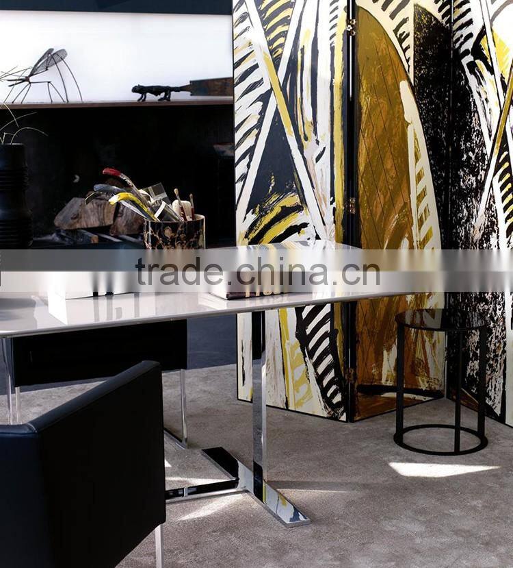 2016 Hanm popular modern stainless steel table bases funriture dining table