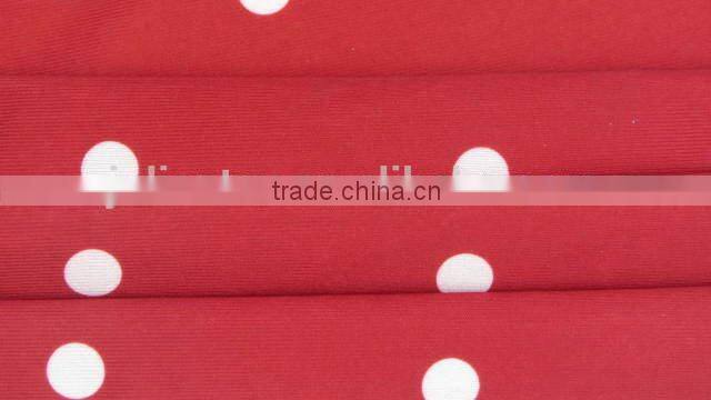 white dot on red plain pattern polyester spandex ripstop fabric