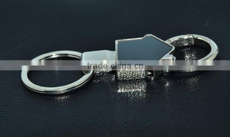 Custom house shape design metal PU keyring keychain for promotion gift