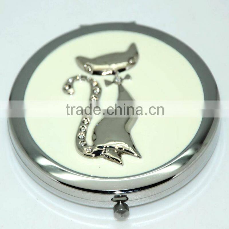 Perfect In Workmanship cut cat metal pocket mirror