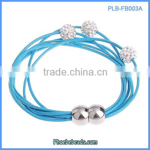 Wholesale New Design Leather Bracelets Red Crystal Rhinestone Fashion Jewelry For Women PLB-FB004A