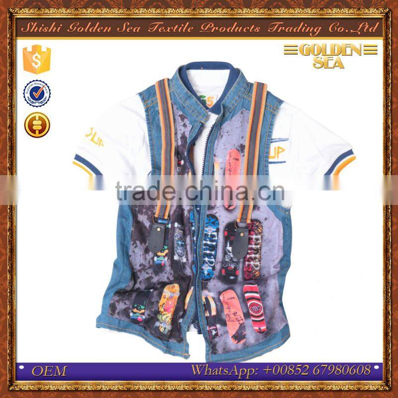 Summer three-pieces overalls baby boy suit