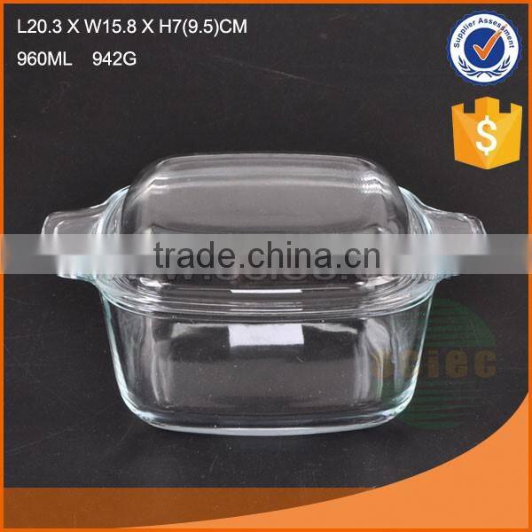 Glass pot for cooking glass soup&stock pot with lid square shape with different size