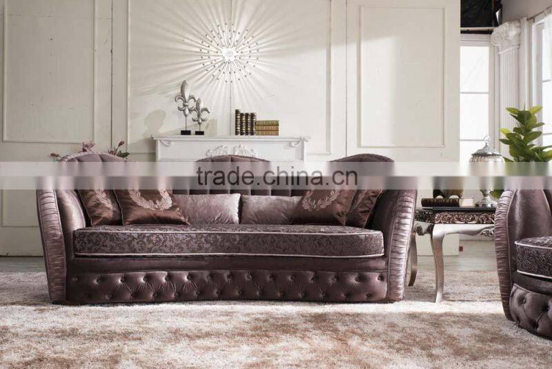 Italian Classic Furniture Brown Fabric Sofa Set AL042
