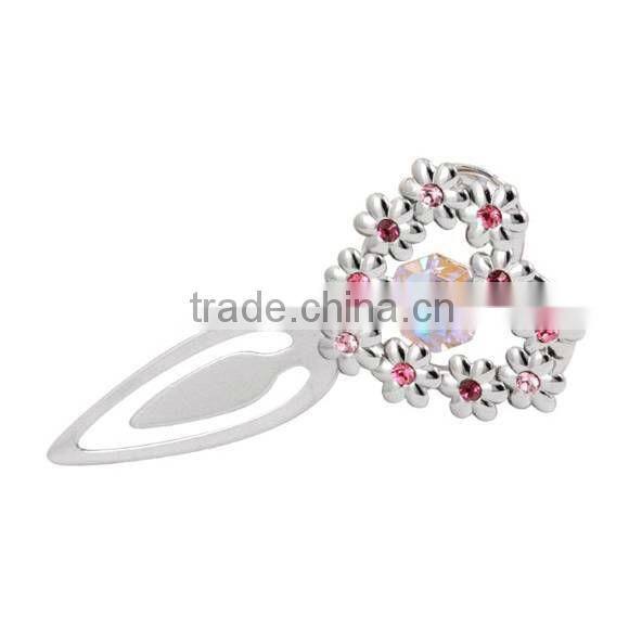 2013 hottest heart shape crystal paper clip bookmark