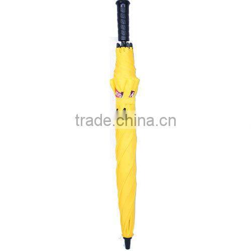 wholesale automatic golf umbrella with T190 pongee fabric and rubber coated plastic handle with custom logo