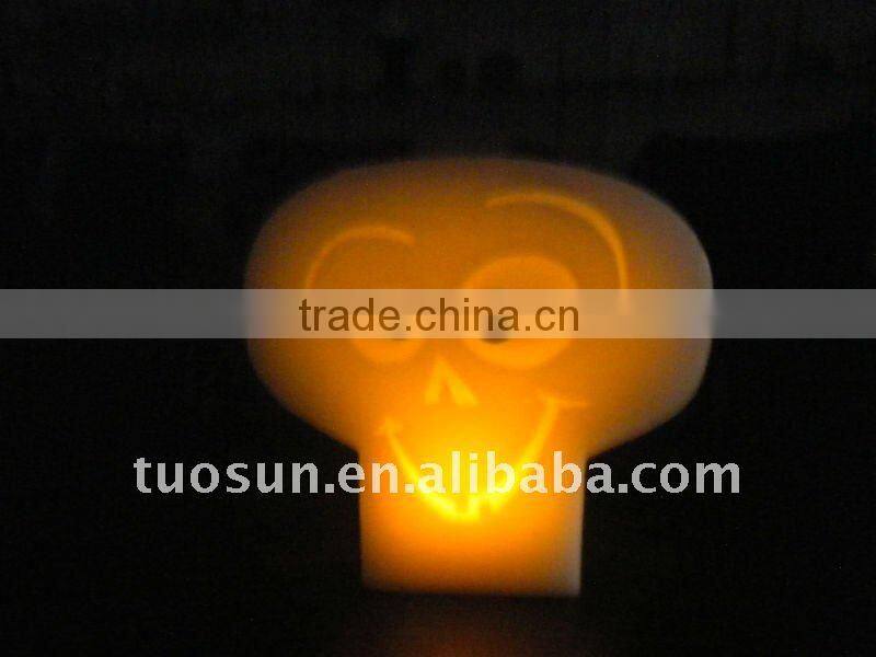 halloween artificial white smile face clock cartoon shaped led candle