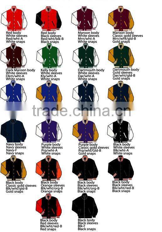Latest fashion designs hot sale cheap varsity jackets 195