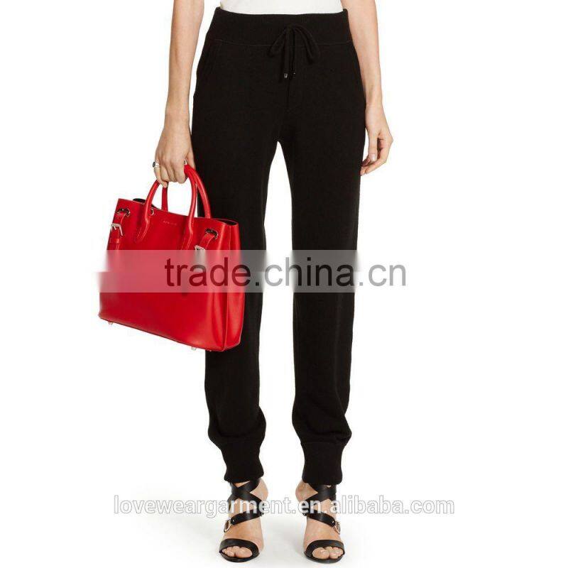 Womens fashion black plain cotton sweat pants