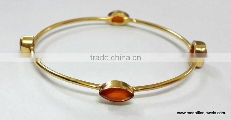 Labradorite Cushion Brass Gold Plated Bangles, Brass Gemstone Bangle, Fashionable Gemstone Bangle