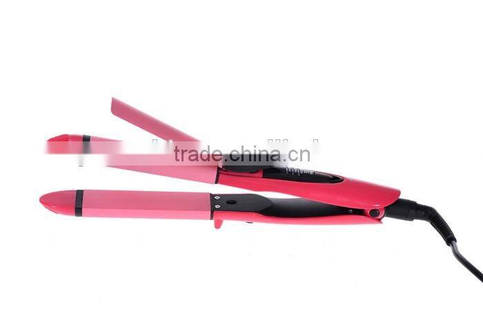 Fine hair straightener and curling iron in one LED