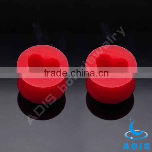 Beautiful Heart-shape Hollow Earring Red Silicon Tunnels