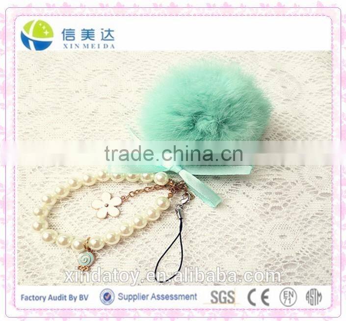 Fashion plush mobile phone and bag pendant/String of Pearls keychain plush toy