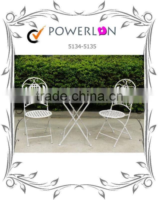 Popular Antique White Metal Table Chair Folding patio Sets