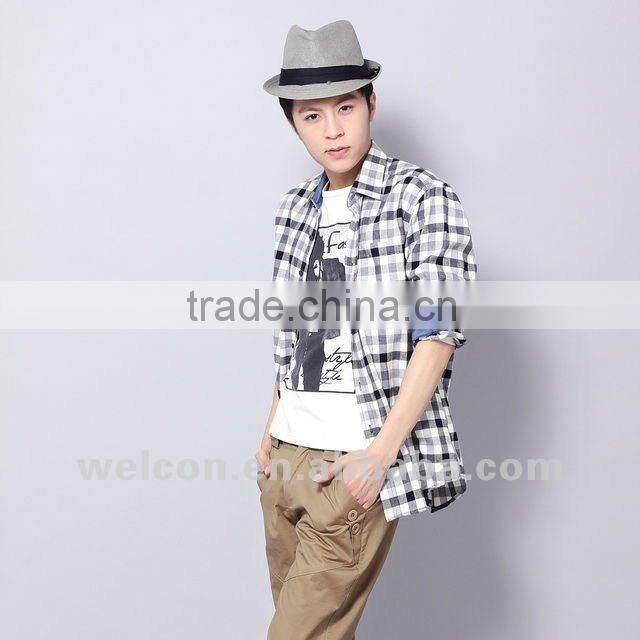 New 100% cotton chambray long sleeve famous brand name design fashion men's casual shirts