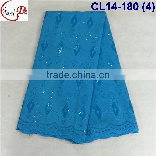 CL14-180(4) 2016 multi-color cotton with sequinse lace hot sales lace African cotton/swiss lace fabric for man and woman