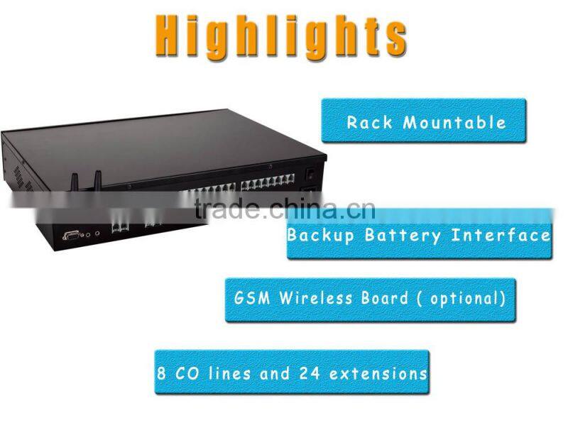 Telephone Exchange 8 lines 24 extensions Wireless PBX Telephone System (TP832-824)