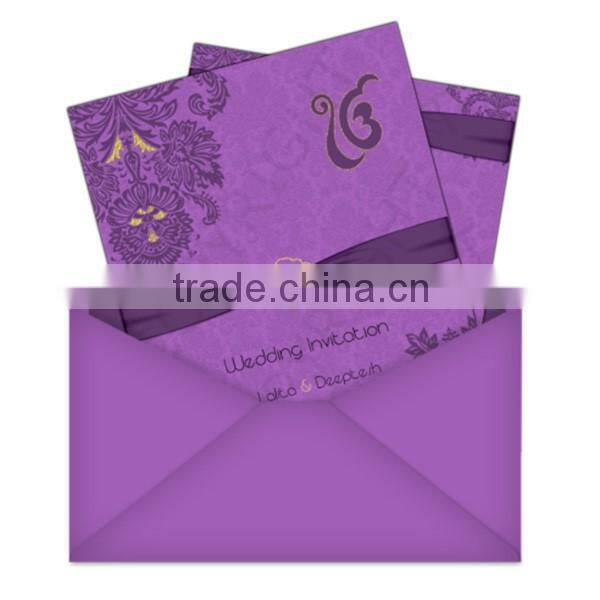 Butterfly ribbon design indian wedding cards invitation