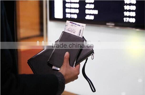 High-quality portable leather passport holder with custom Customized Logo, Simple style passport cover