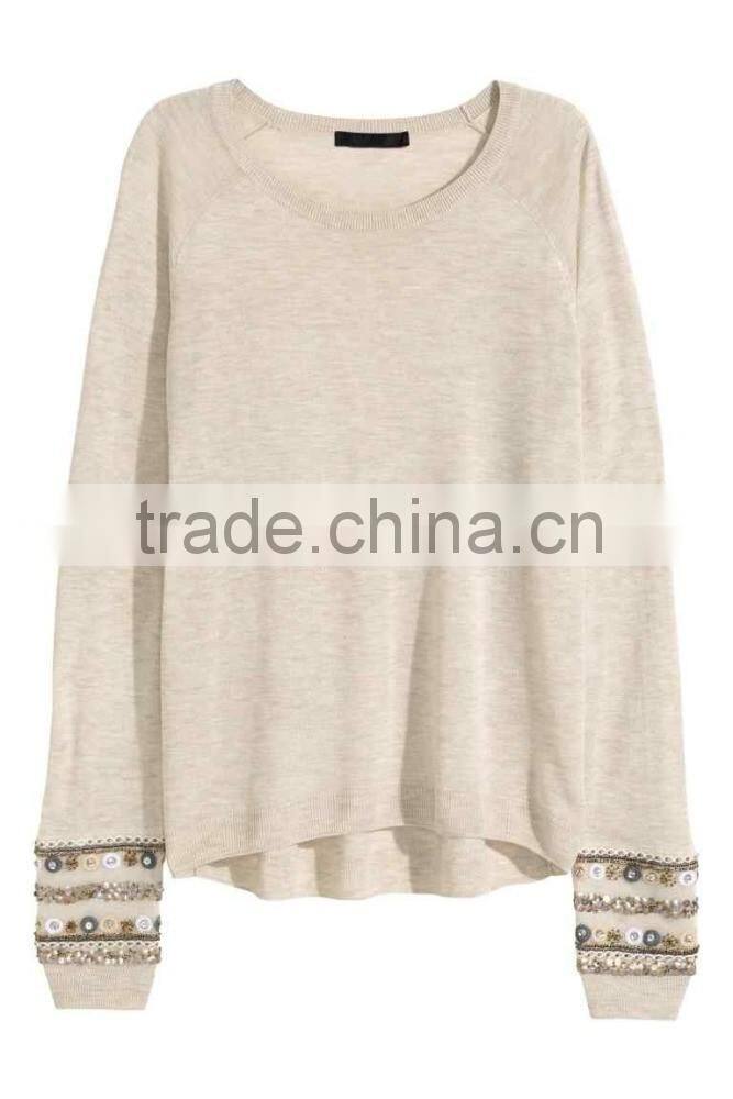 Ladies' scoop neck long sleeve loose pullover spring knitted sweater interesting products from china