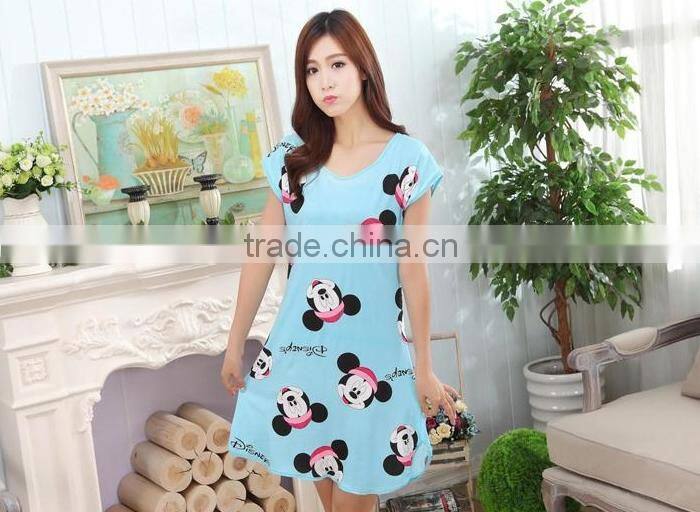 Lovely cultivate one's morality nightgown with short sleeves in summer