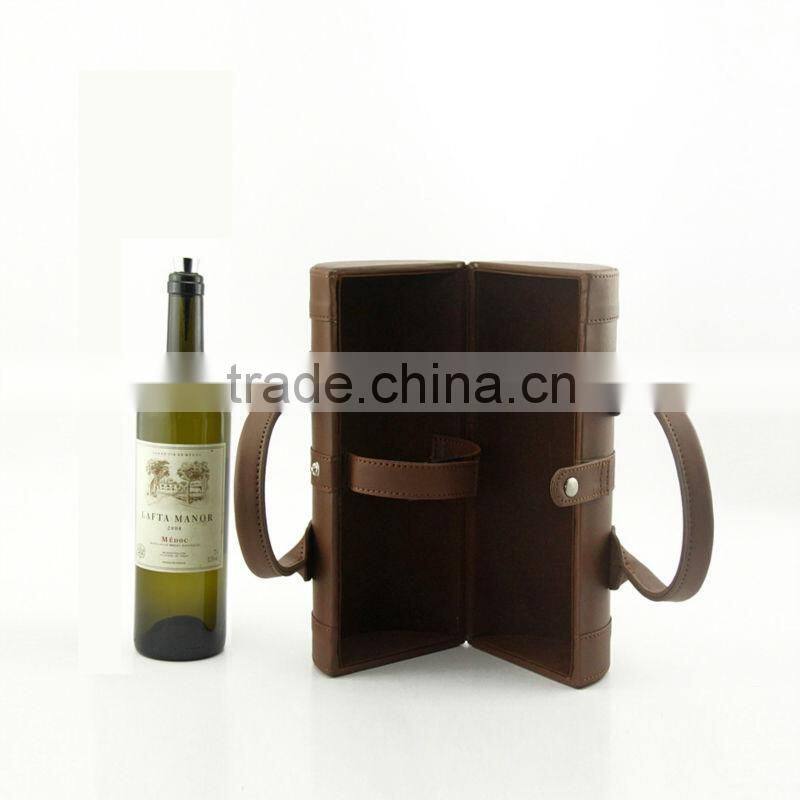Brown new design PU leather wine bag