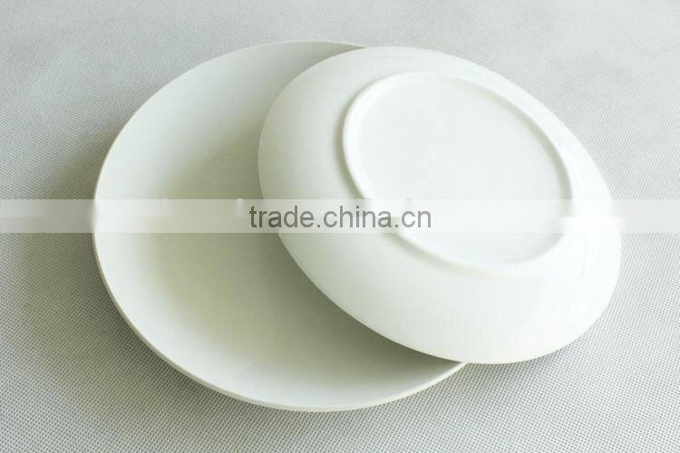 Wholesale white cheap round ceramic steak plate