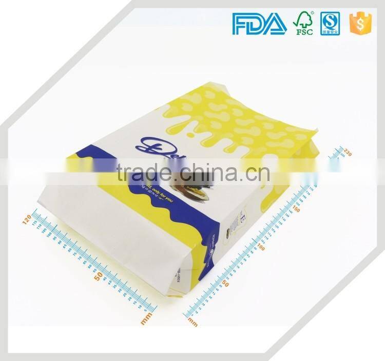 Food grade greaseproof croissant packaging kraft paper bag with clear window