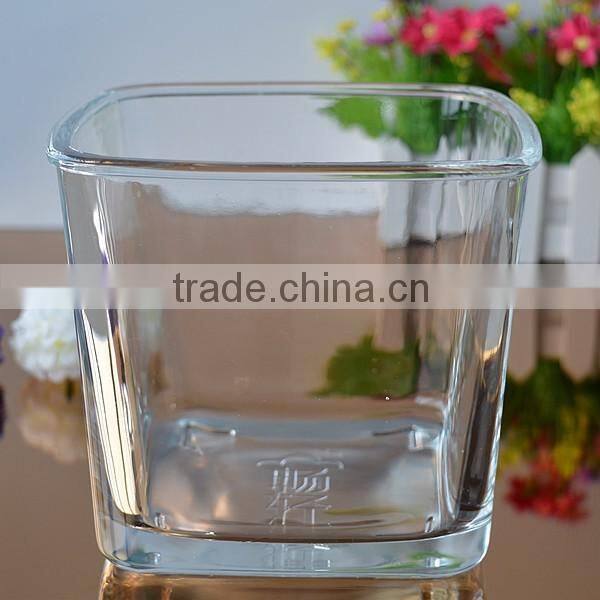 Wholesale high quality square glass candle jar