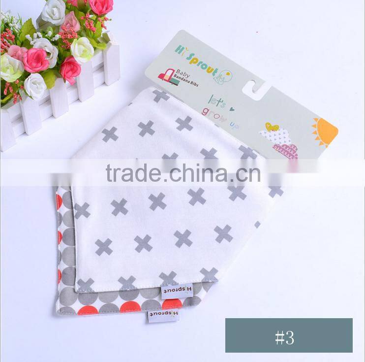 Top quality two layers 100% absorbent cotton baby bib bandana