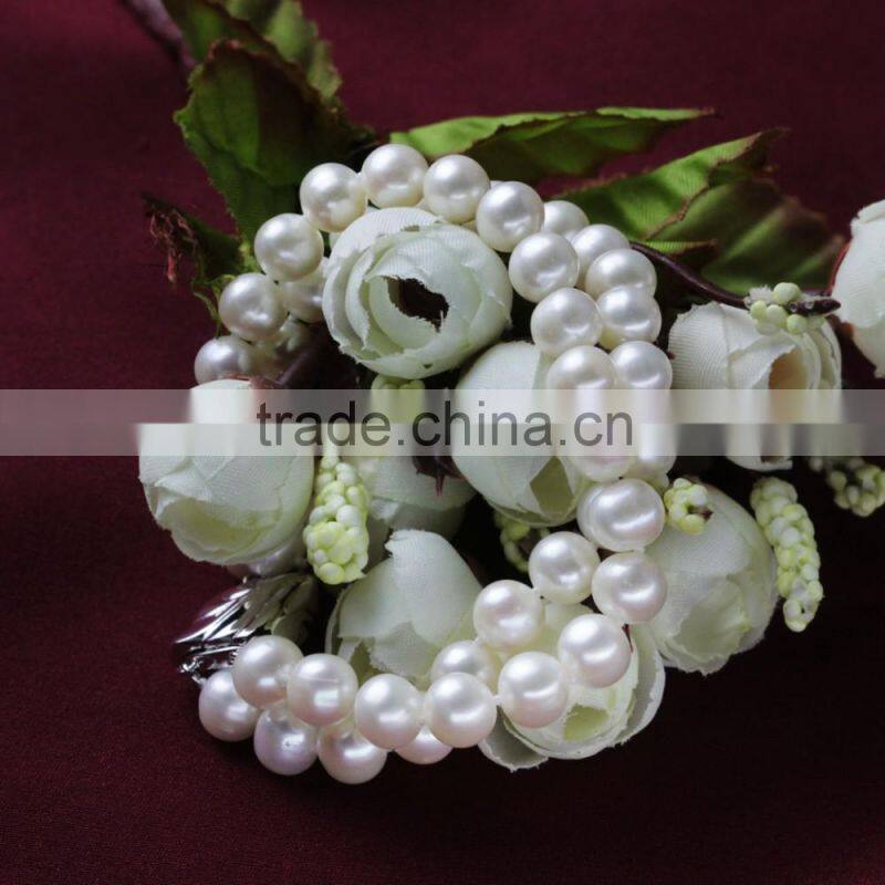 8mm AAA white near round white bridal wedding accessory freshwater natural double strand pearl bracelet