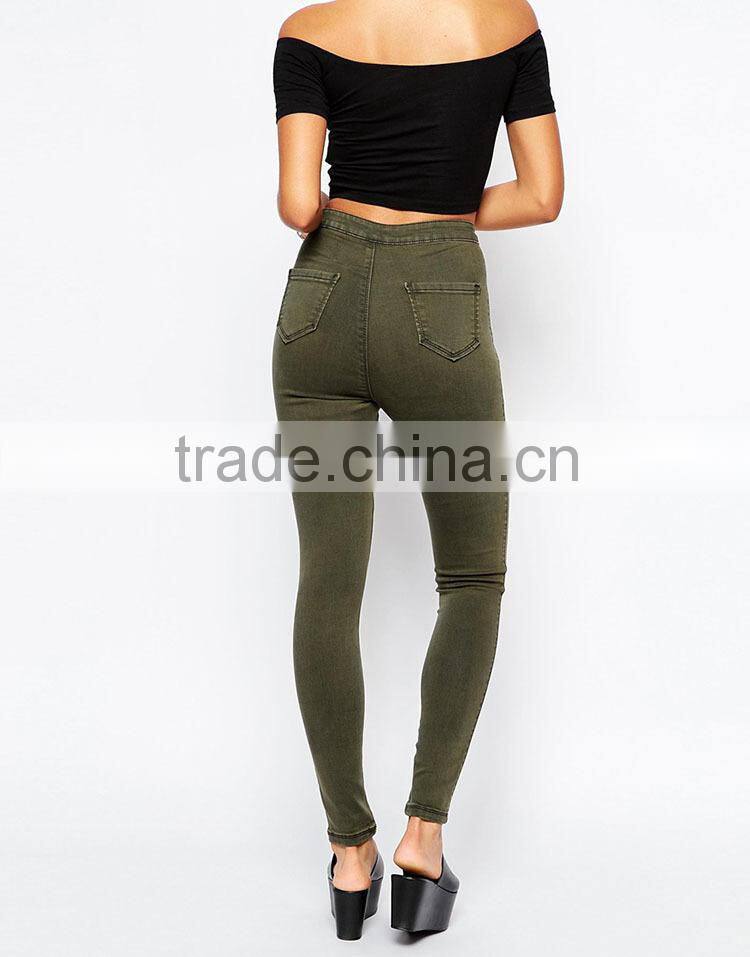Alibaba China Supplier navy high waist tight women jeans wholesale 2016